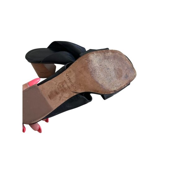 VINCE Black Leather Knot Sandals Heels Size US 8 / EUR 38 - Picture 4 of 9